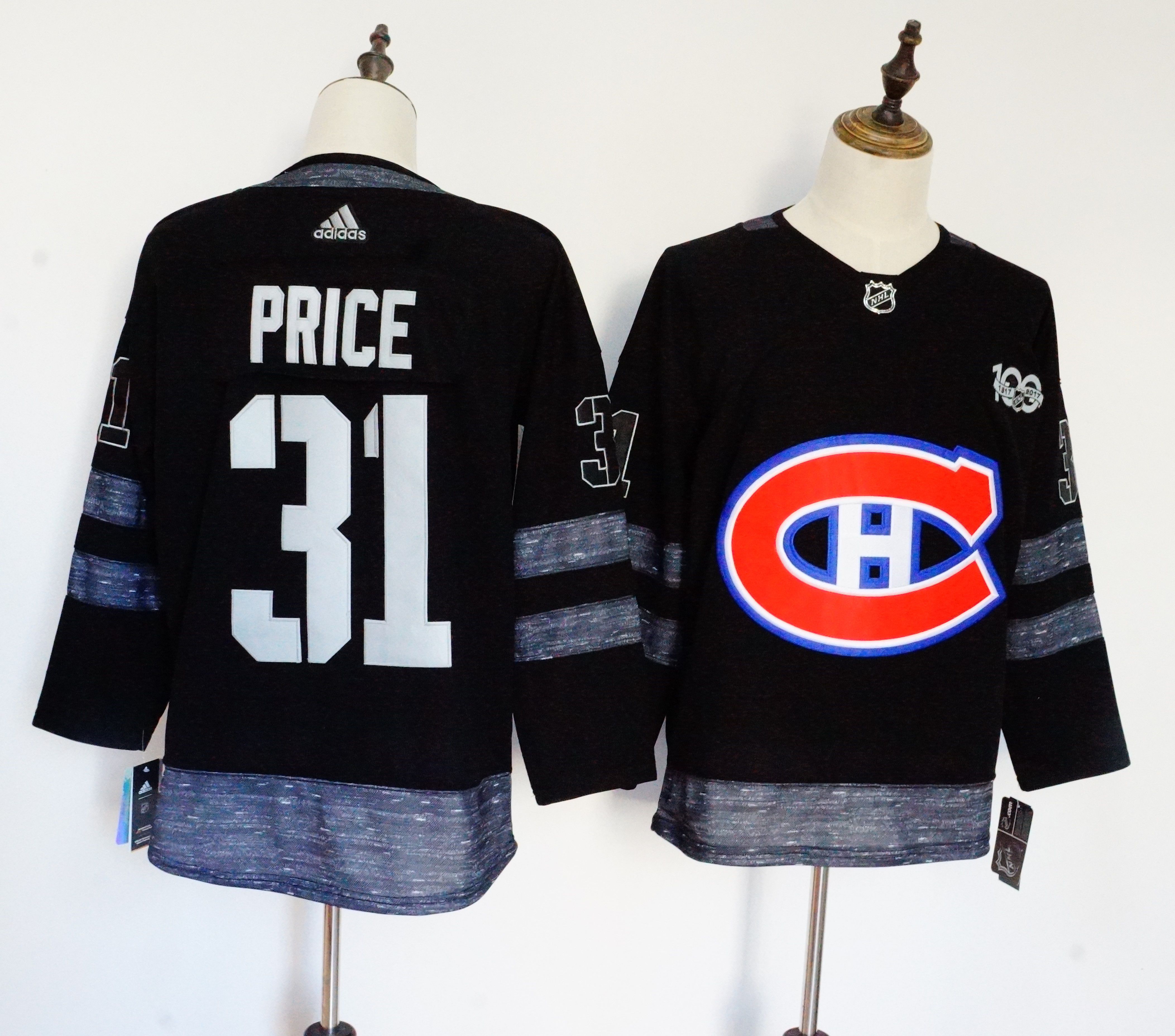 Men Montreal Canadiens #31 Price Black 100th Anniversary Stitched Adidas NHL Jerseys